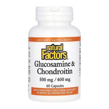 Glucosamine Chondroitin Natural Factors, Глюкозамин 500 мг, хондроитин 400 мг, 60 капсул 2023-10-7735 фото
