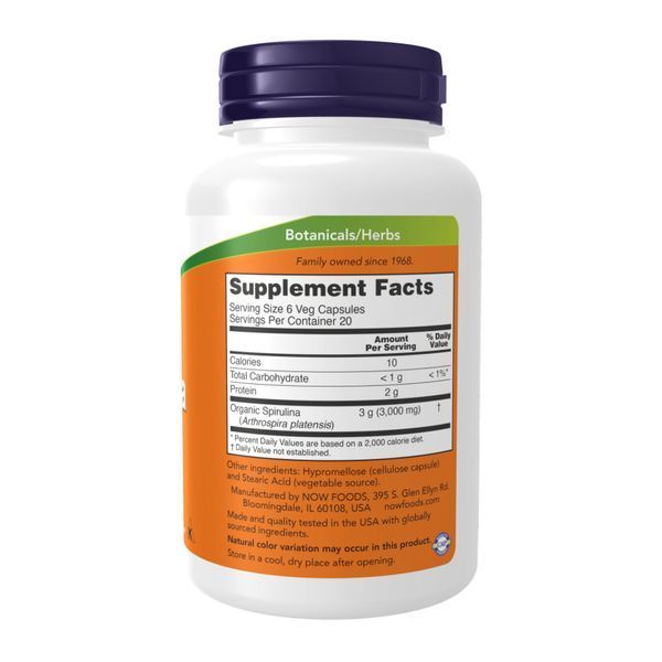 Spirulina, NOW Foods, Натуральная спирулина, 500 мг, 120 капсул 2023-10-2507 фото