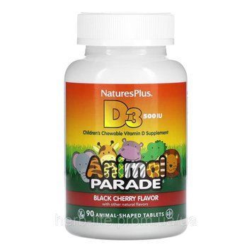 Вітамін&nbsp;D3 NaturesPlus, Source of Life Animal Parade для дітей смак чорної вишні, 500&nbsp;МО, 90&nbsp;таблеток у формі тварин 2022-10-2853 фото