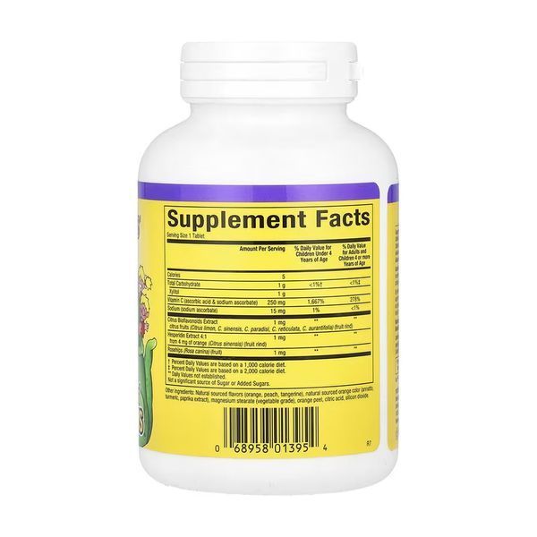 Vitamin C, Natural Factors, Big Friends, жевательный витамин C, 250 мг, 90 таблеток 2023-10-6539 фото