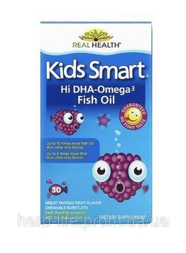 Омега 3 для дітей kids smart дитячий риб'ячий жир для росту та розвитку школярів жирні кислоти для концентрації уваги та покращення пам'яті вітаміни для гіперактивних діток 30 жувальних рибок BGL-80505 фото