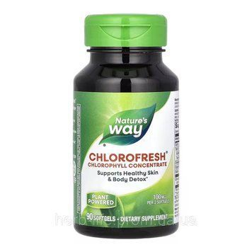 Chlorofresh, Nature's Way, концентрований хлорофіл, 100 мг, 90 капсул (50 мг у капсулі) 2022-10-0611 фото
