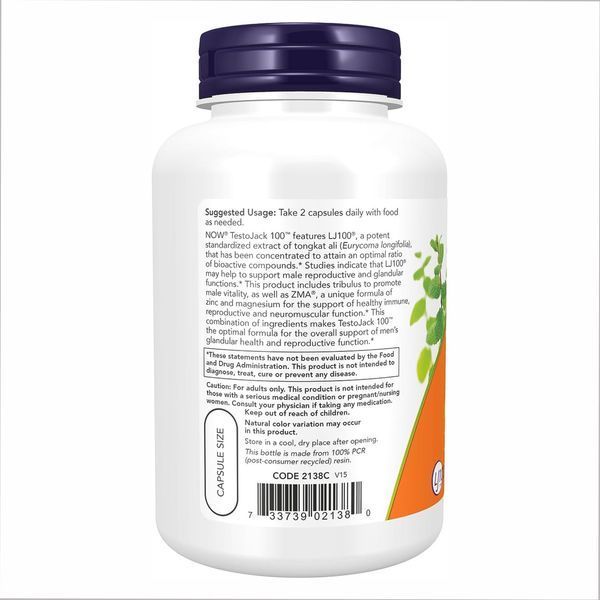 TestoJack 100, NOW Foods, 120 растительных капсул 2022-10-0681 фото