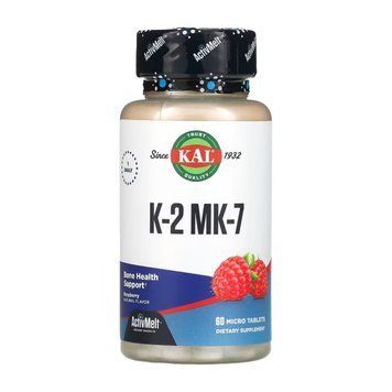 K-2 MK-7, KAL, підтримка кісток, малина, 60 мікротаблеток 2023-10-3419 фото