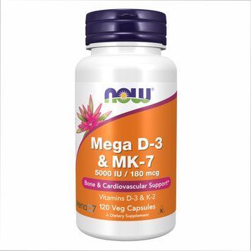 Mega D-3 & MK-7, NOW Foods, мега D3 та MK-7, 5000 МО / 180 мкг, 60 капсул 2022-10-2058 фото