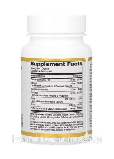 Комплекс витаминов группы б California Gold Nutrition b комплекс калифорния голд витамины для нервных систем при стрессе и других витаминах для энергии и укрепления здоровья, ухода за волосами и комплекса для ухода за волосами в 60 капсул CGN-01296 фото