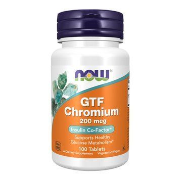GTF Chromium, NOW Foods, хром ФТГ, 200 мкг, 100 таблеток 2022-10-0672 фото
