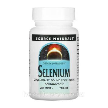 Selenium, Source Naturals, селен, без дріжджів, 200 мкг, 60 таблеток 2023-10-4614 фото