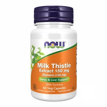 Milk Thistle Extract, NOW Foods, Экстракт расторопши с куркумой, 60 капсул (150 мг на капсулу) 100-62-5599786-20 фото