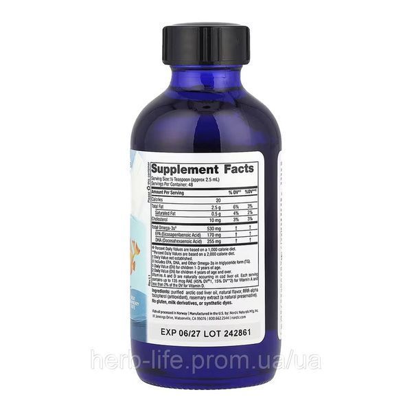 Дитяча омега 3 дгк Nordic Naturals dha рідкий риб'ячий жир для розвитку мовлення та мозку у дітей жир з печінки тріски для покращення пам'яті та уваги малюка нордік вітаміни для гостроти зору бади для нервової системи для імунітету 119 мл 2023-10-5939 фото