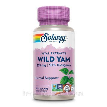 Solaray, Vital, экстракт дикого ямса, 60 капсул VegCap 2023-10-4426 фото