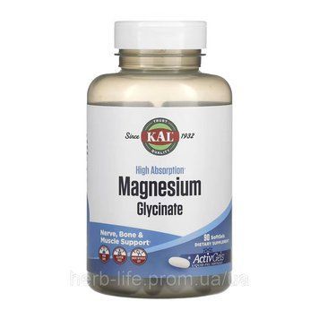 Magnesium Glycinate KAL, глицинат магния с высокой степенью усвояемости, 90 капсул (105 мг в 1 капсуле) 2023-10-7019 фото