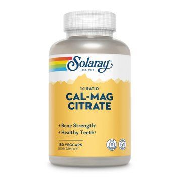 Cal-Mag Citrate, Solaray, цитрат кальцію та магнію, співвідношення (1:1), 180 капсул 2022-10-2444 фото
