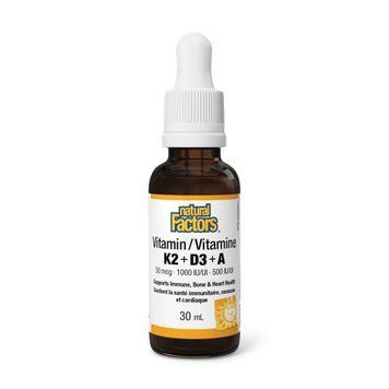 Vitamin K2+D3+A, Natural Factors, Вітаміни K2 D3 A 50 mcg/1000 IU/500 IU - 30 мл 2023-10-6551 фото