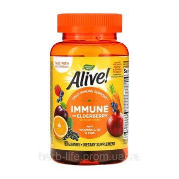 Nature's Way, Alive!, Immune з бузиною, виноградом і вишнею, 90 цукерок 2023-10-3515 фото