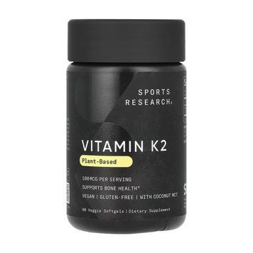 Vitamin K2, Sports Research, вітамін K2 з кокосовою олією, 100 мкг, 60 капсул 2023-10-6171 фото