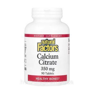 Calcium Citrate, Natural Factors, цитрат кальция, 350 мг, 90 таблеток 2023-10-5742 фото