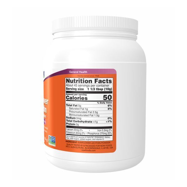 Sunflower Lecithin, NOW Foods, Соняшниковий лецитин, чистий порошок, 454 г 2022-10-2063 фото