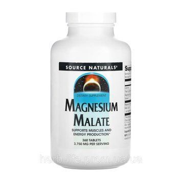 Source Naturals, малат магнію, 360 таблеток (1250 мг у таблетці) 2023-10-2683 фото