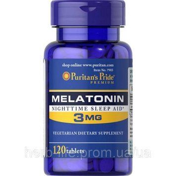 Мелатонін для сну Puritan's Pride Melatonin 3 mg - 120 таблеток 100-90-1512755-20 фото