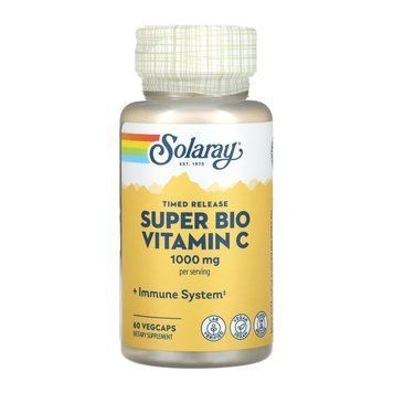 Super Bio Vitamin C, Solaray, вітамін C, повільне вивільнення, 1000 мг, 60 капсул (500 мг у капсулі) 2023-10-3437 фото
