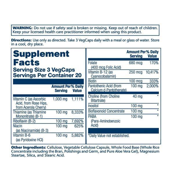 Vitamin B Complex, Solaray, Mega Stress, витамины группы B с медленным высвобождением, 60 капсул 2022-10-1785 фото