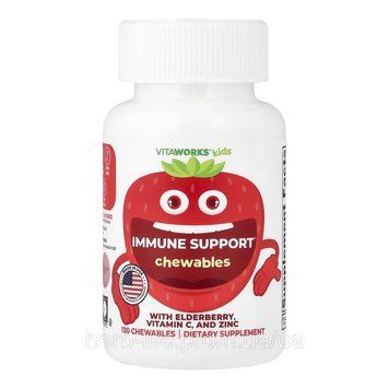 Kids Immune Support VitaWorks, для дітей, для підтримки імунітету, ягідна суміш, 120 жувальних таблеток 2023-10-7244 фото