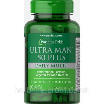 Puritan's Pride Мультивіьаміни для чоловіків Ultra Man&trade; 50 Plus - 60 таблеток 100-41-2969026-20 фото