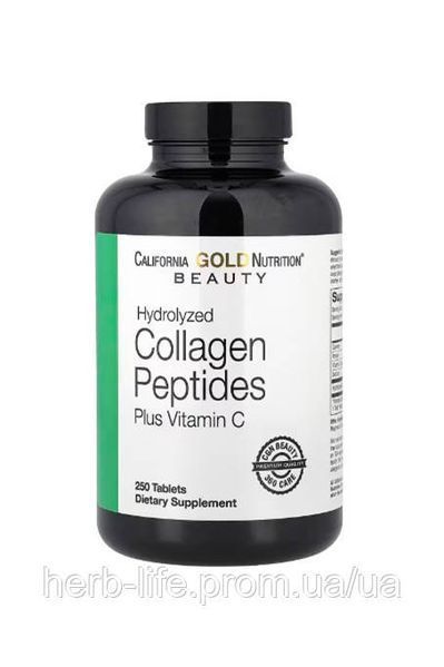 Пептиди колагену 1 та 3 типу California Gold Nutrition collagen каліфорнія голд колаген гідролізований з вітаміном с колаген для суглобів та зв'язок при болях у суглобах колаген для зміцнення волосся та нігтів 250 таблеток CGN-01178 фото