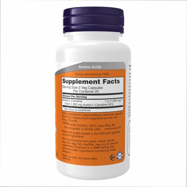 Acetyl-L-Carnitine, NOW Foods, ацетил-L-карнітин, 500 мг, 200 капсул 2022-10-0652 фото