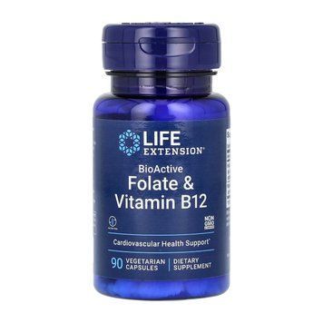 Bio Active Folate & Vitamin B12, Life Extension, биоактивные фолат и витамин B12, 90 капсул 2022-10-1920 фото