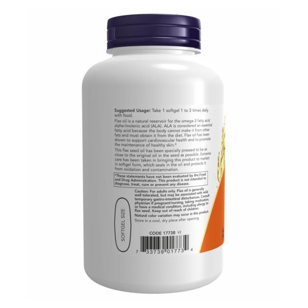 Flax Oil, NOW Foods, лляна олія, 1000 мг, 120 капсул 2022-10-2381 фото