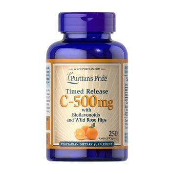 Витамин C Puritan's Pride Vitamin C-500 mg with Rose Hips Time Release 250 таблеток 2023-10-7542 фото