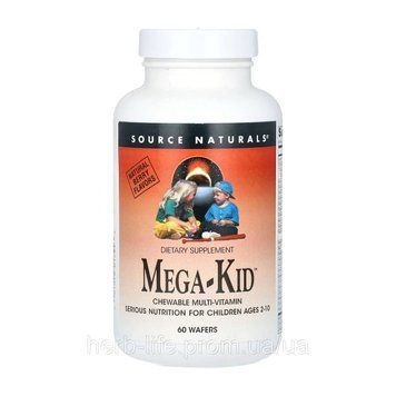 Mega-Kid, Source Naturals, жувальні мультивітаміни, для дітей, 60 таблеток 2023-10-2693 фото