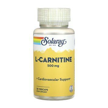L-Carnitine Solaray, L-карнітин, 500 мг, 30 капсул VegCap 2023-10-6972 фото