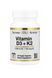 Vitamin D3+K2, California Gold Nutrition, витамины D3 и K2 в виде МК-7, 60 растительных капсул CGN-02332 фото 2