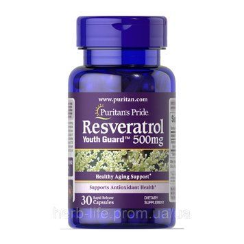 Ресвератрол Puritan's Pride Resveratrol 500 mg 30 капсул 2023-10-6442 фото