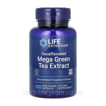Life Extension, Mega Green Tea Extract, экстракт зелёного чая, без кофеина, 100 вегетарианских капсул (725 мг в 1 капсуле) 2023-10-5200 фото