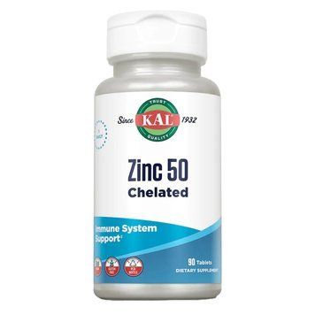 Chelated Zinc 50, KAL, цинк 50 у хелатній формі, 90 таблеток 2022-10-1775 фото