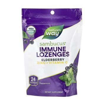Zinc + Vitamin C, Nature's Way, пастилки для імунітету, бузина, цинк і вітамін C, перцева м&rsquo;ята, 24 пастилки 2022-10-1094 фото