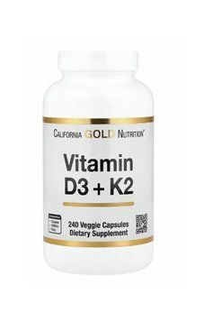 Vitamin D3 K2 California Gold Nutrition, вітаміни D3 й K2, 240 вегетаріанських капсул LKN-02513 фото
