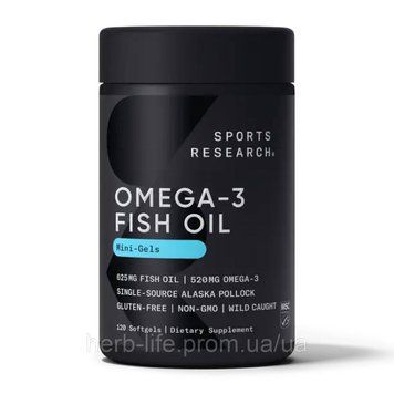 Omega-3 Fish Oil, Sports Research, рыбий жир с омега-3, 120 капсул 2023-10-4009 фото