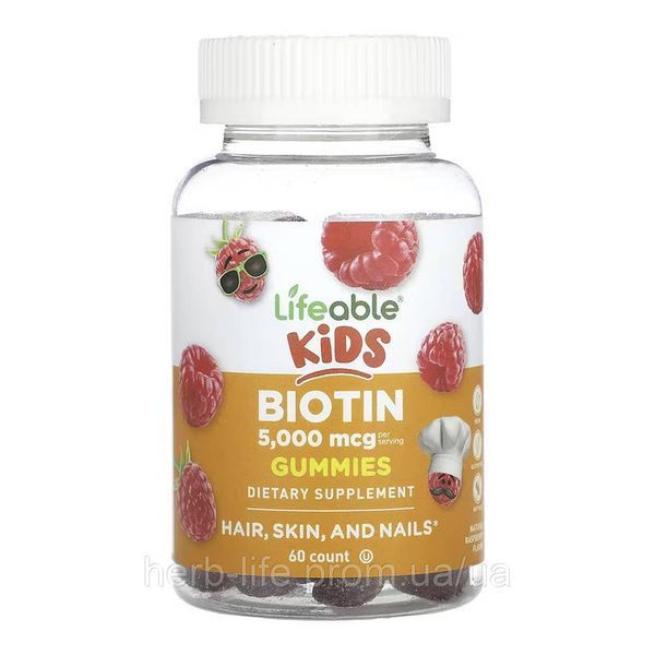 Биотин для детей Lifeable лайфебл 5000 мкг детский биотин biotin kids витамин b7 жевательные витамины с биотином для роста волос и укрепления ногтей бады б7 от сухости биотин для улучшения состояния кожи комплекс для роста ногтей ребенку 60 мармеладок 2023-10-7265 фото