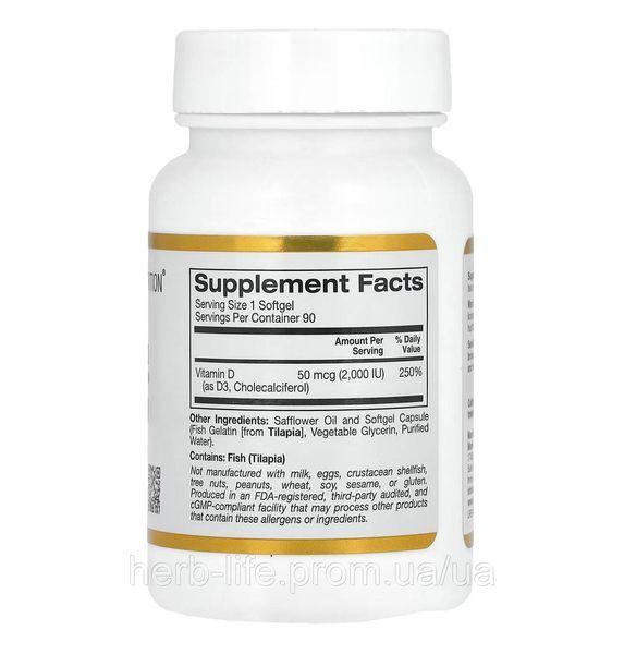 Витамин д3 California Gold Nutrition калифорния голд холекальциферол витамин d3 для костей и зубов помощь в усвоении кальция витамины от усталости и апатии солнечный витамин 2000 МЕ 90 капсул CGN-01179 фото